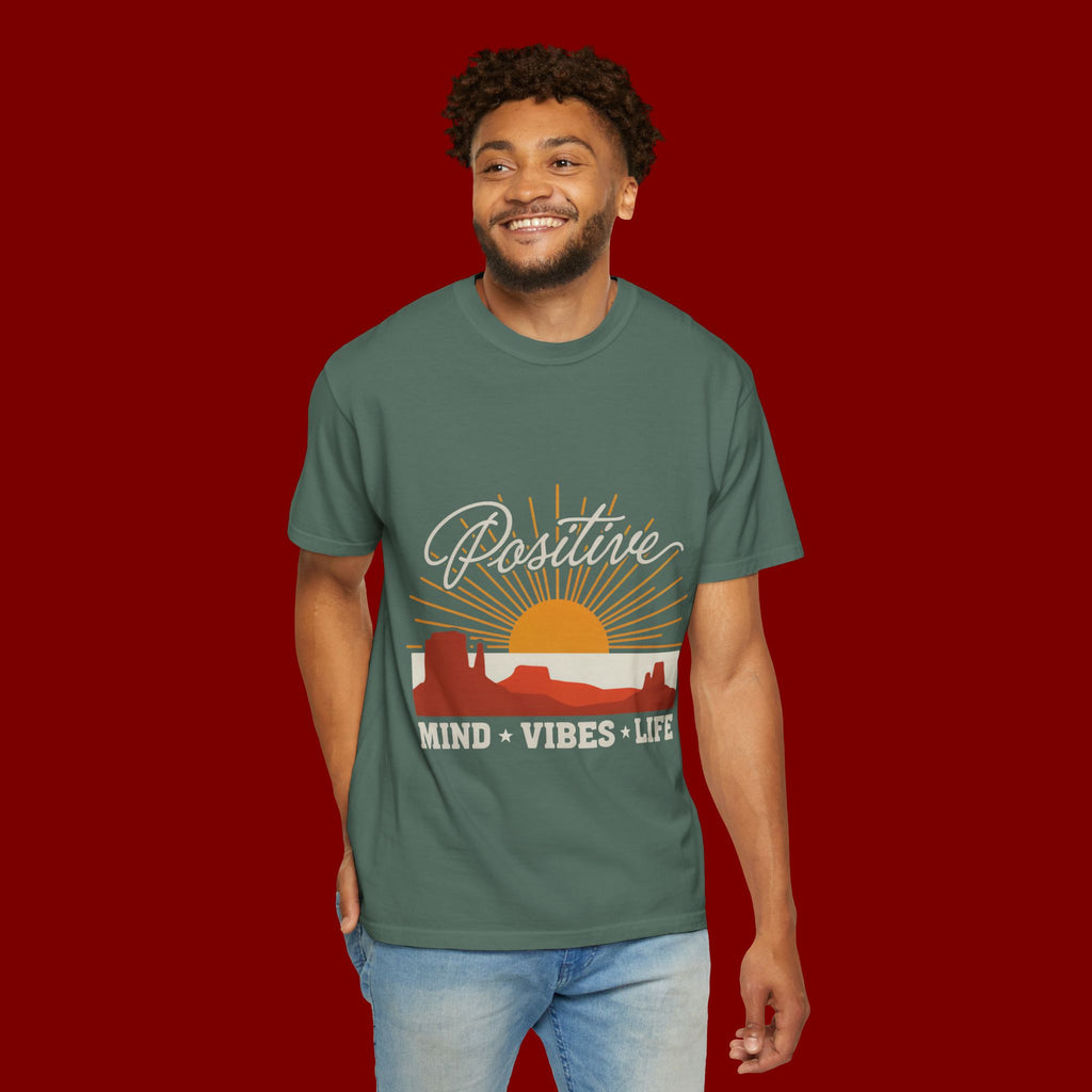 Positive Sunset T-Shirt — "Positive" Mind • Vibes • Life Motivational Tee