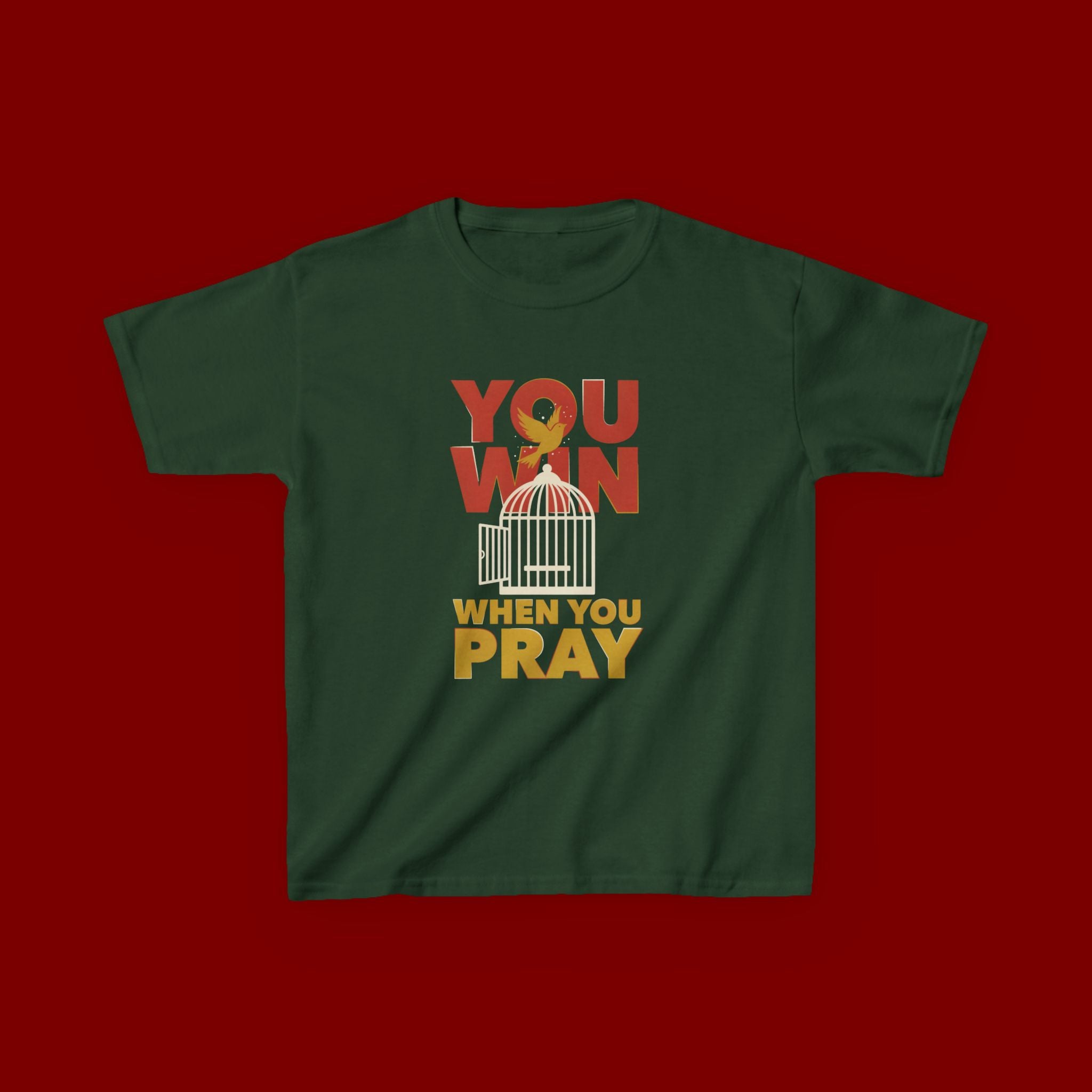 Kids Tee — "You Win When You Pray" Inspirational Christian Shirt