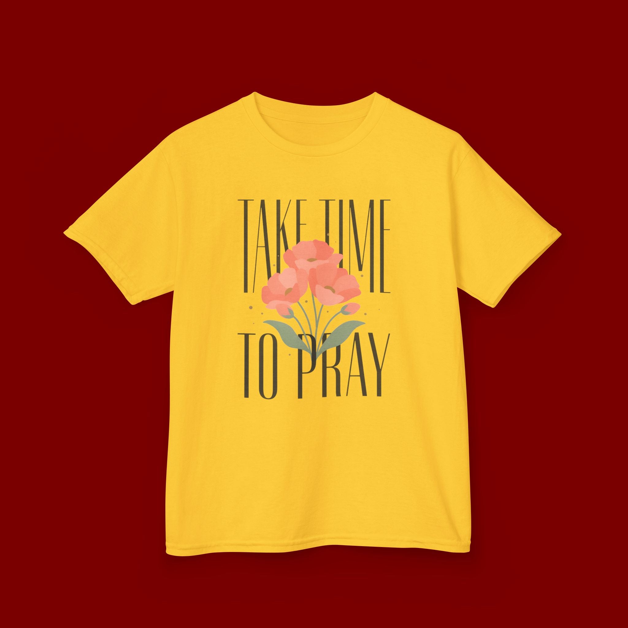 Kids Tee — "Take Time to Pray" Floral Christian Shirt