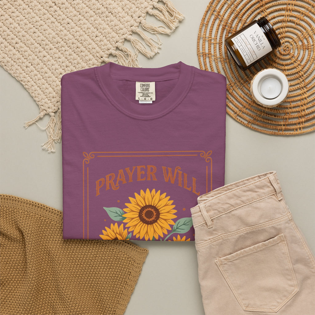 Prayer Will Change Everything T-Shirt — Sunflower Faith Graphic Tee