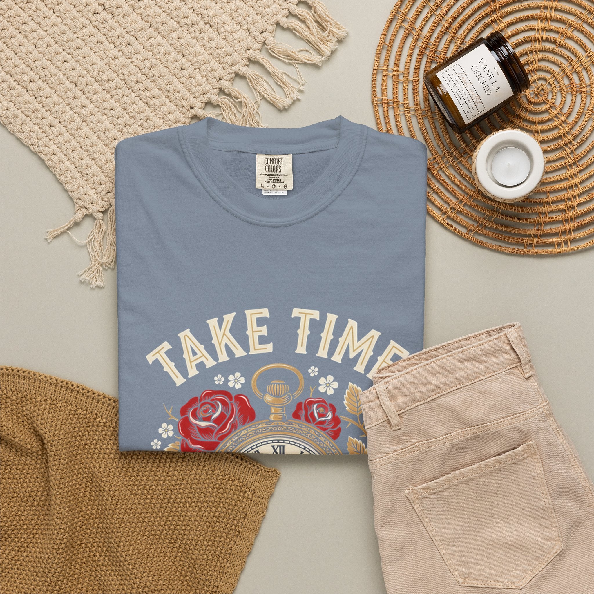 Take Time to Pray T‑Shirt — Vintage Pocket Watch & Roses Spiritual Tee