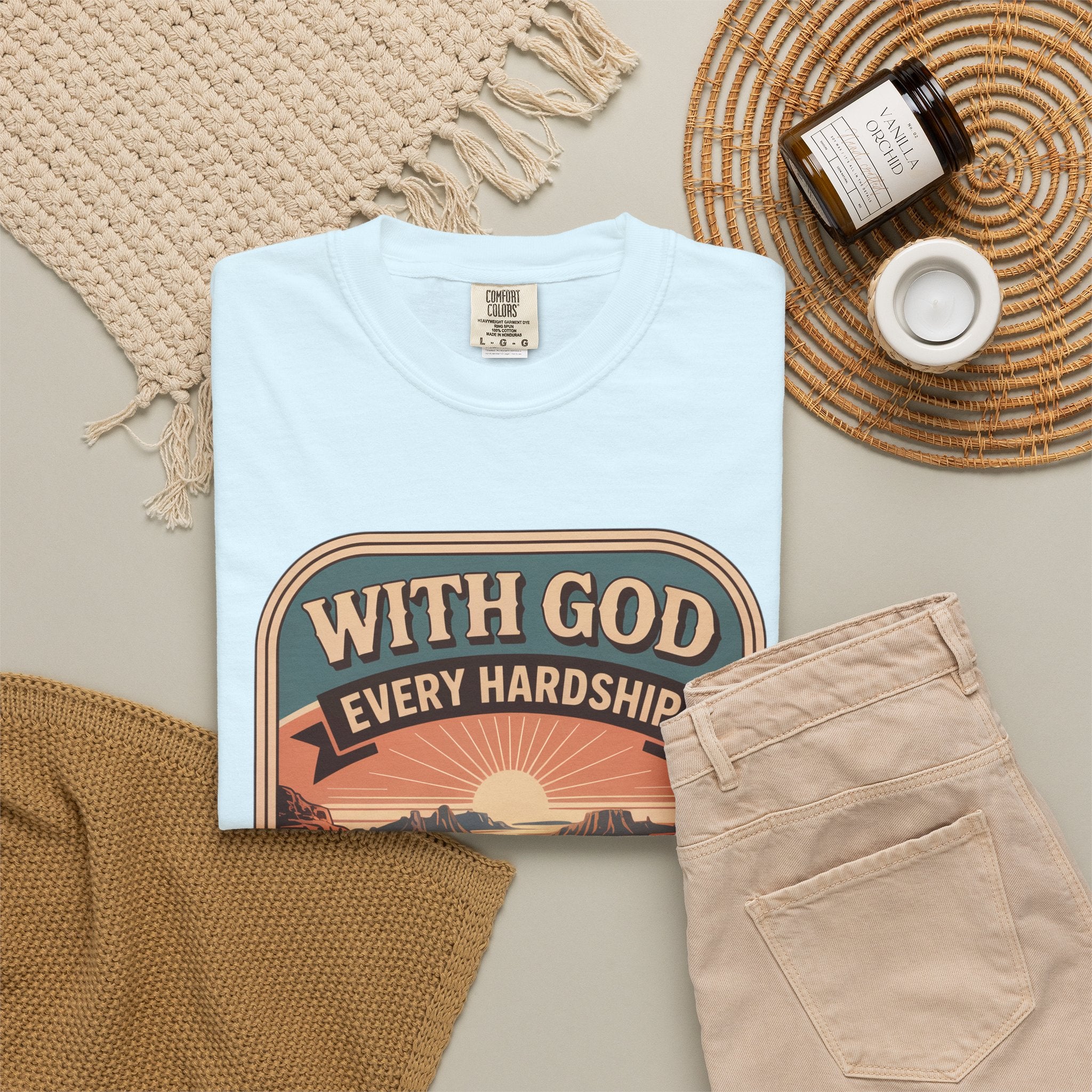 Scripture Comfort T-Shirt — "With God Every Hardship Brings Ease" Christian Faith Tee