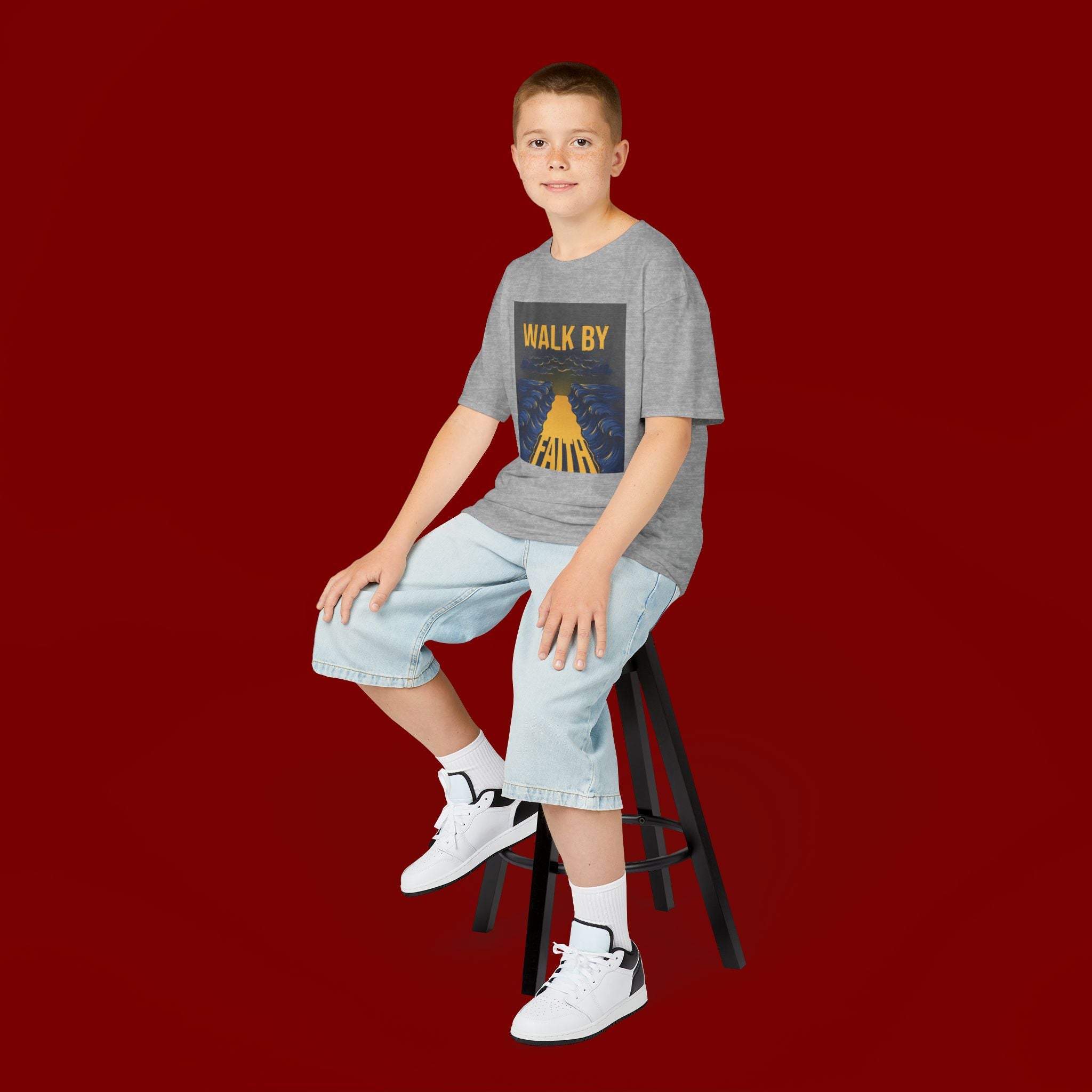 Kids T‑Shirt — "Walk By Faith" Inspirational Graphic Tee for Children