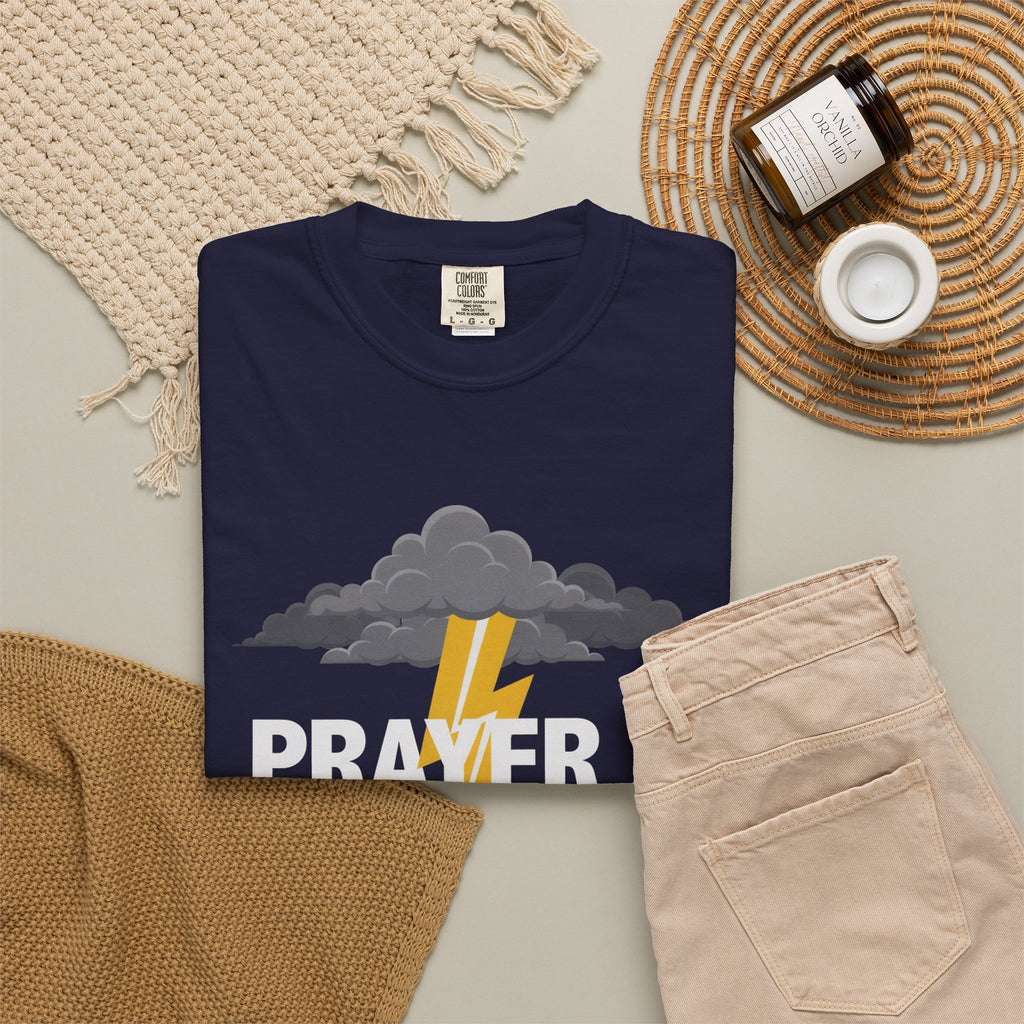 Prayer Is a Weapon T-Shirt — Christian Faith Lightning Graphic Tee