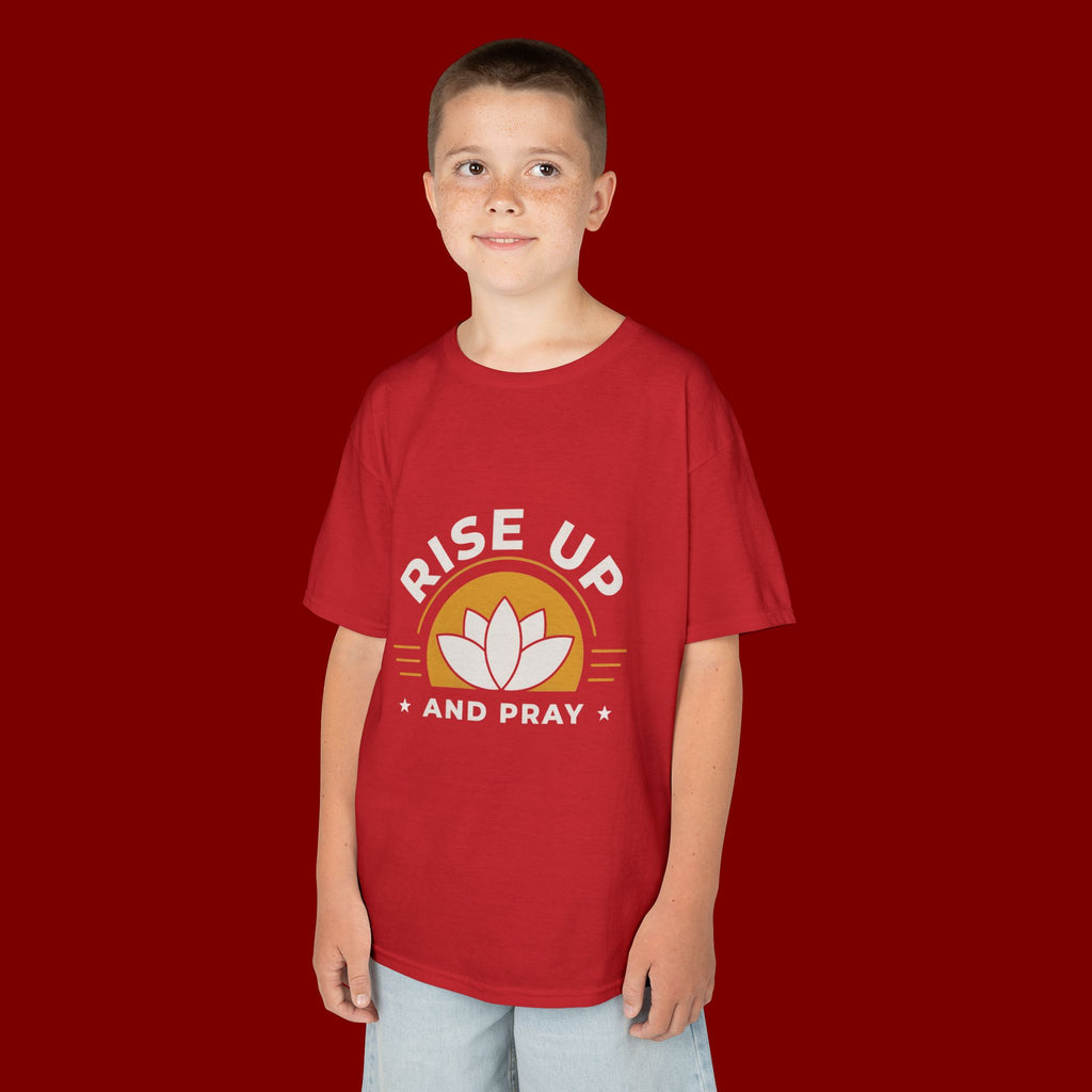 Kids T-Shirt - "Rise Up and Pray" Inspirational Christian Tee for Children