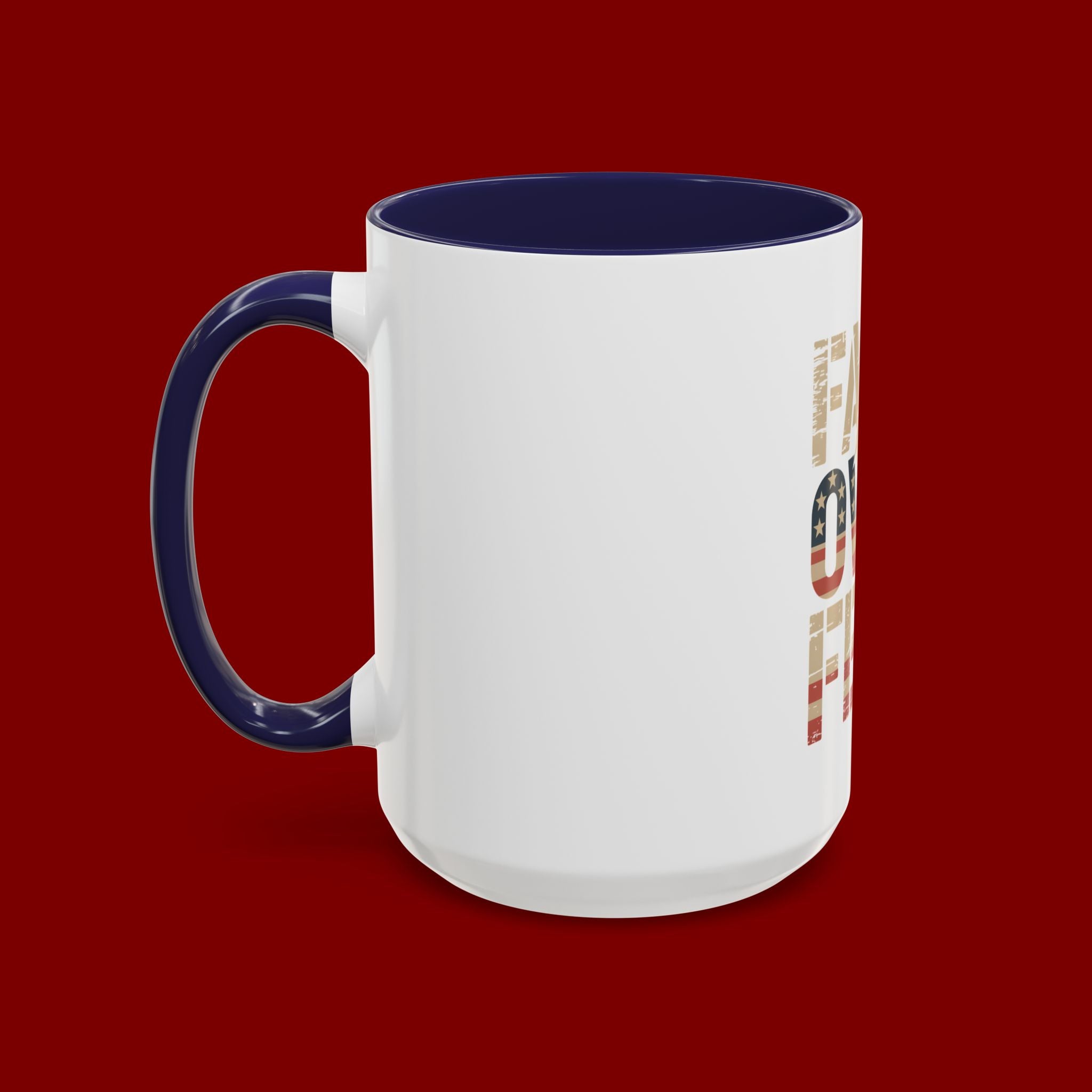 Faith Over Fear Mug — Patriotic Eagle Coffee Cup (11/15oz)