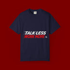 Work More Graphic T-Shirt — Bold Red Minimalist Slogan Tee