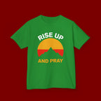 Kids Tee — "Rise Up and Pray" Mountain Sunrise Faith T‑Shirt