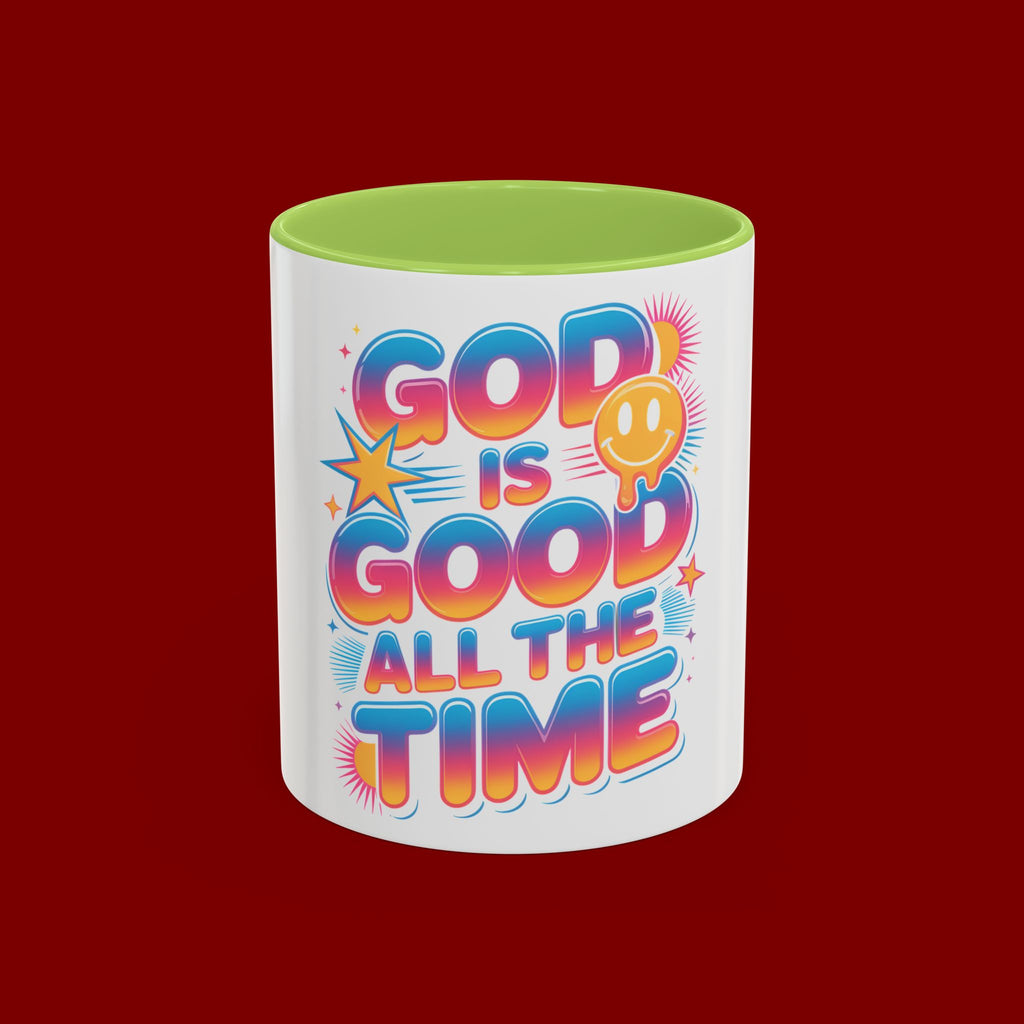 God Is Good All The Time Accent Coffee Mug — Inspirational Christian Coffee Cup (11/15oz)