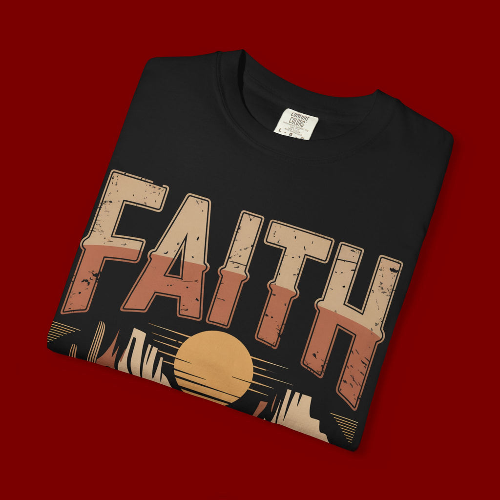 Faith Can Move Mountains T-Shirt — Retro Desert Inspirational Tee