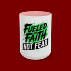 Accent Coffee Mug — "Fueled by Faith Not Fear" Inspirational Ceramic Mug (11/15 oz)