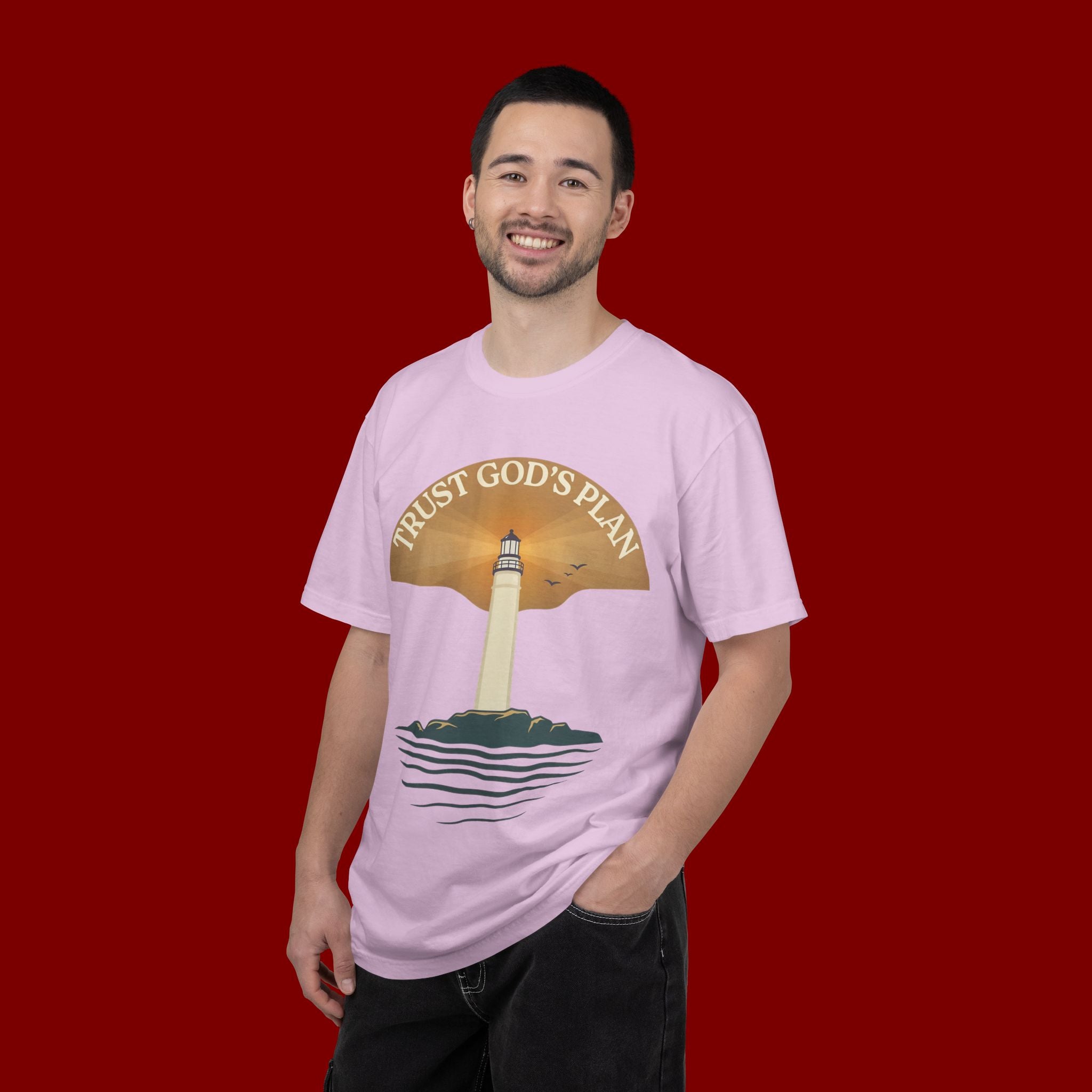 Trust God's Plan Lighthouse T-Shirt — Faith Coastal Tee