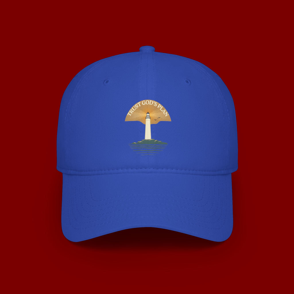 Lighthouse Faith Baseball Cap — "Trust God's Plan" Embroidered Low-Profile Hat