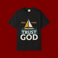 Trust God Sailboat T-Shirt — Pray Work Inspirational Christian Tee