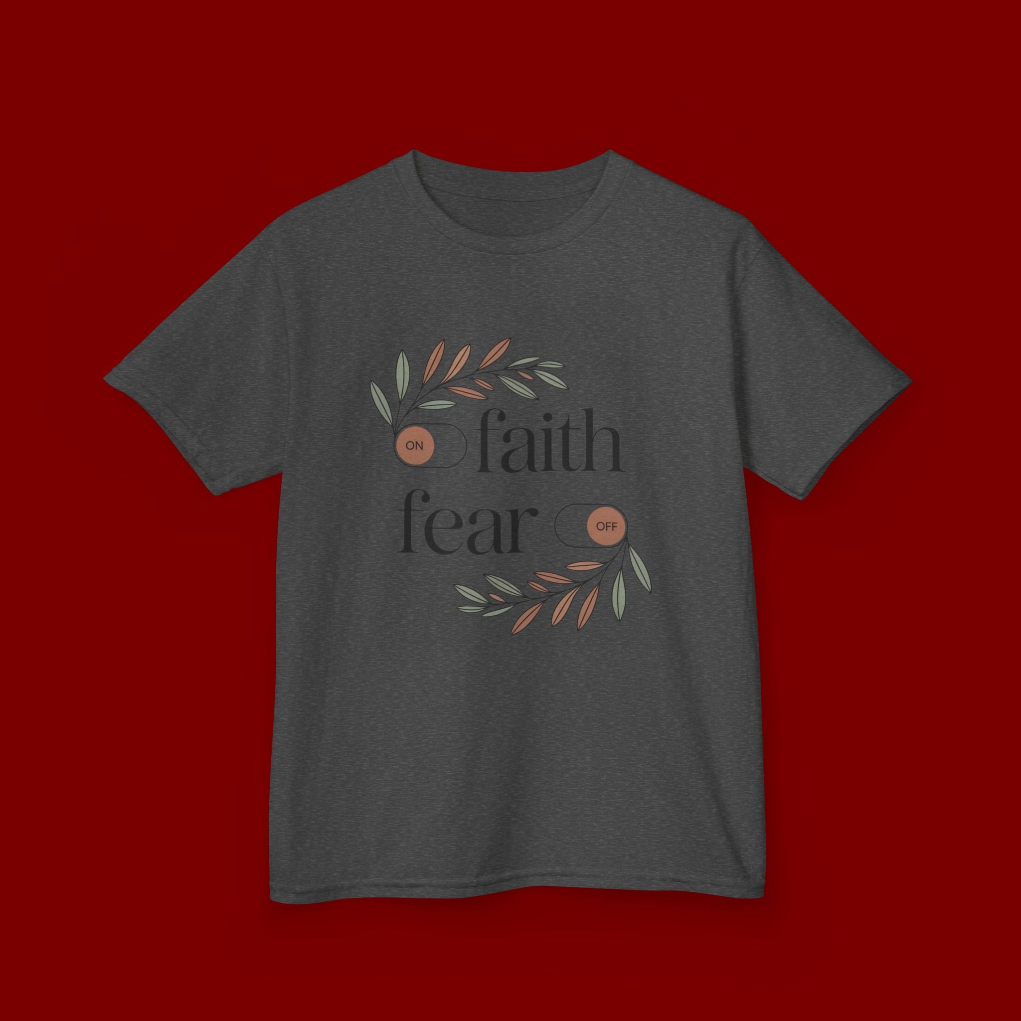 Faith Over Fear Kids T‑Shirt — Floral Inspirational Tee for Boys & Girls