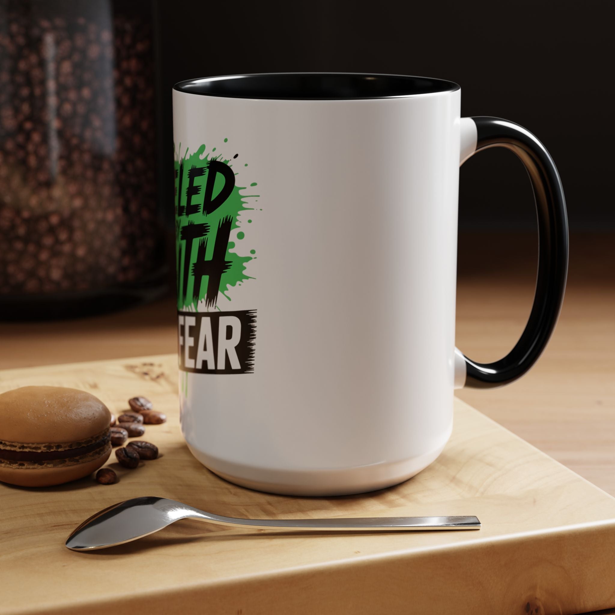 Accent Coffee Mug — "Fueled by Faith Not Fear" Inspirational Ceramic Mug (11/15 oz)