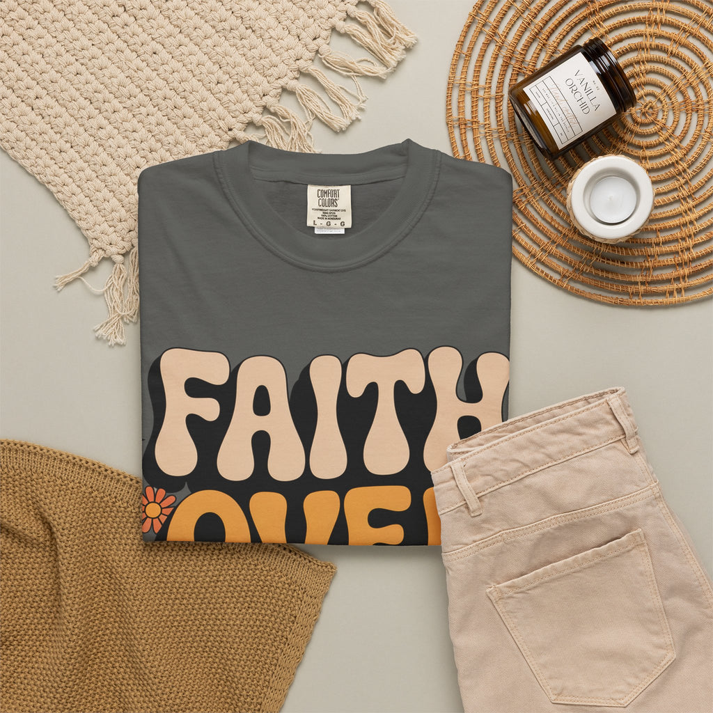 Faith Over Fear T‑Shirt — Retro Floral Inspirational Tee