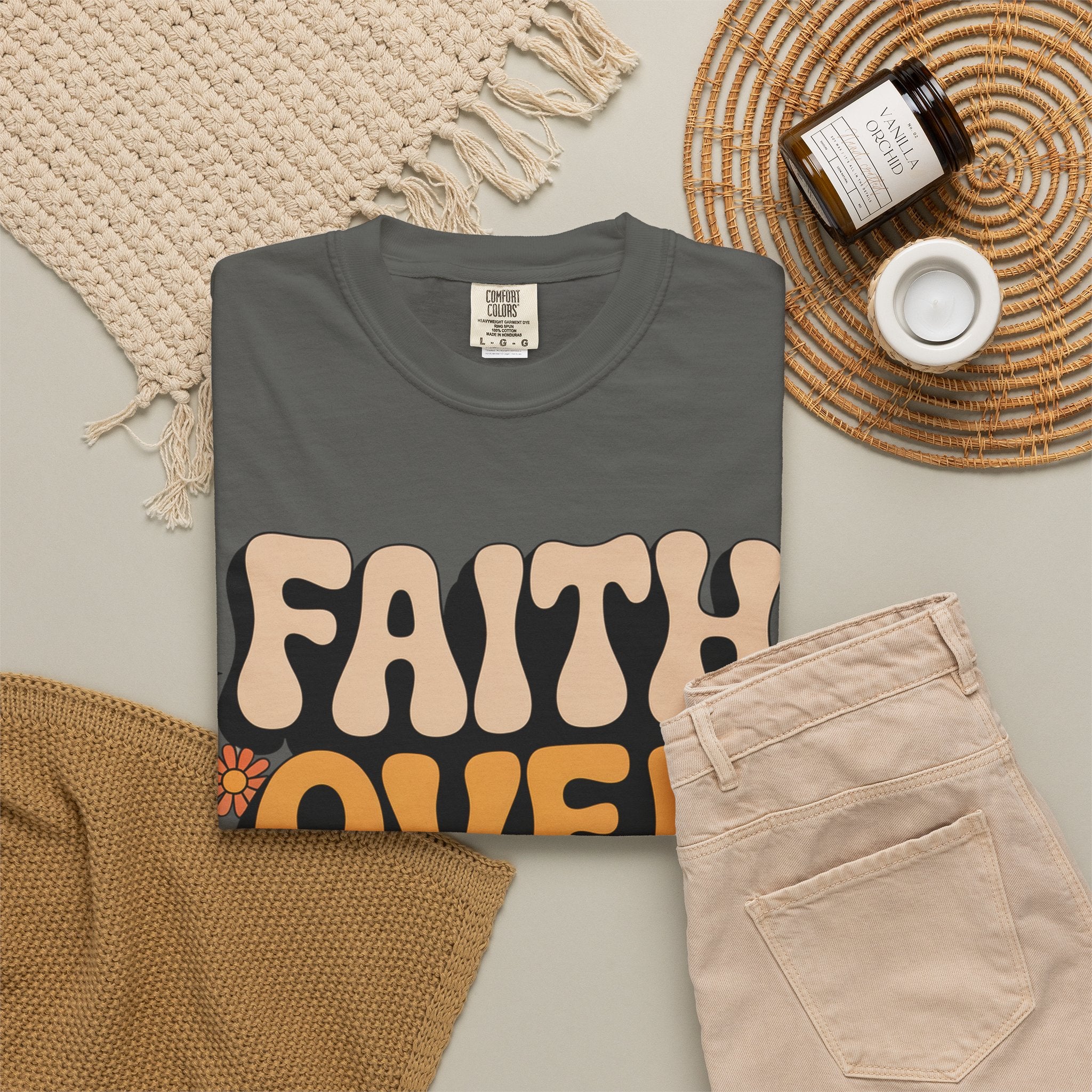 Faith Over Fear T‑Shirt — Retro Floral Inspirational Tee