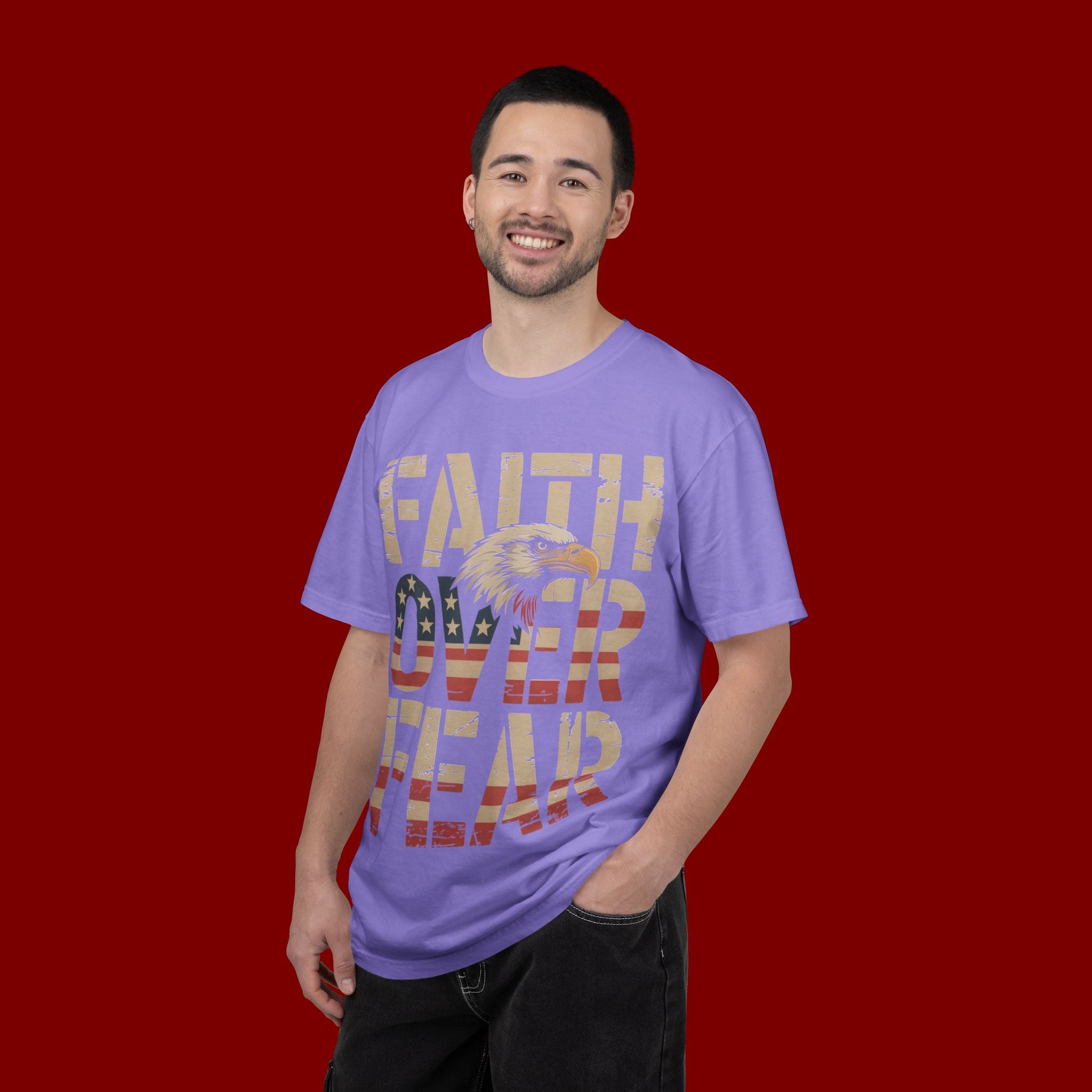 Faith Over Fear T-Shirt — Patriotic Eagle Graphic Tee