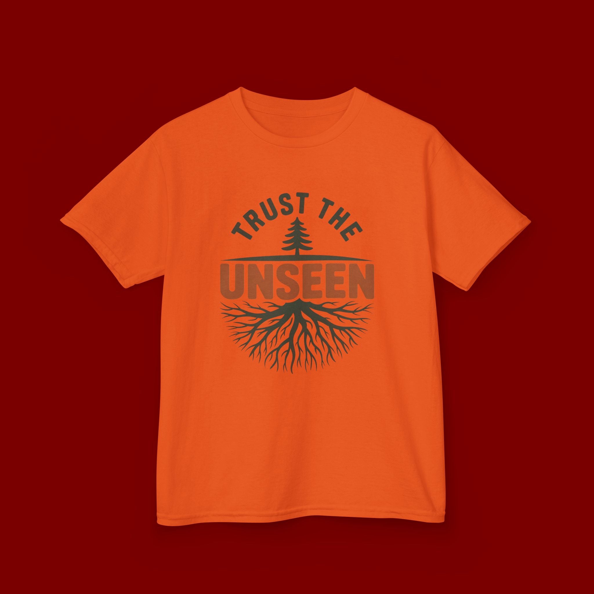 Kids T‑Shirt — "Trust the Unseen" Tree & Roots Inspirational Graphic