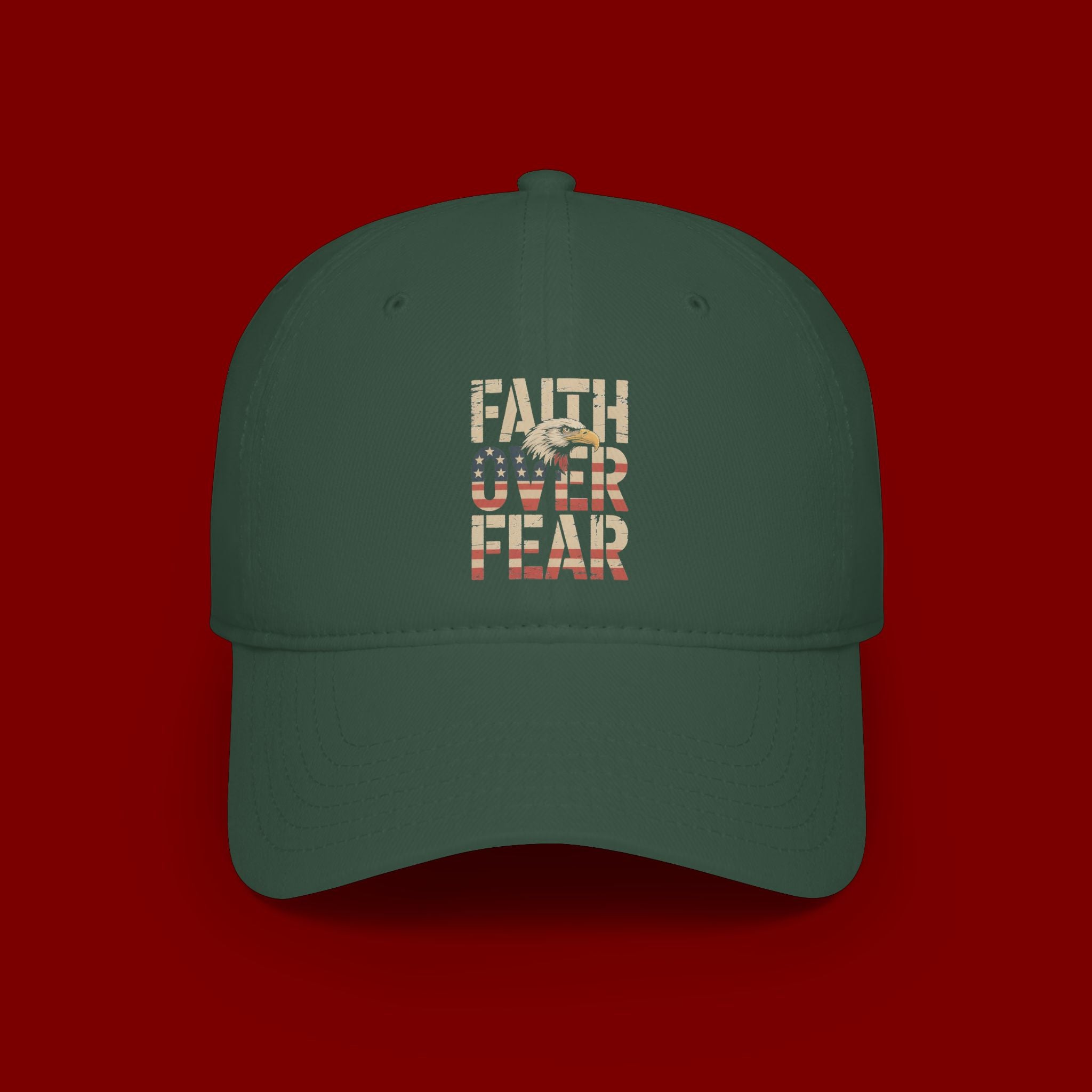 Faith Over Fear Baseball Cap — Patriotic Christian Low Profile Hat