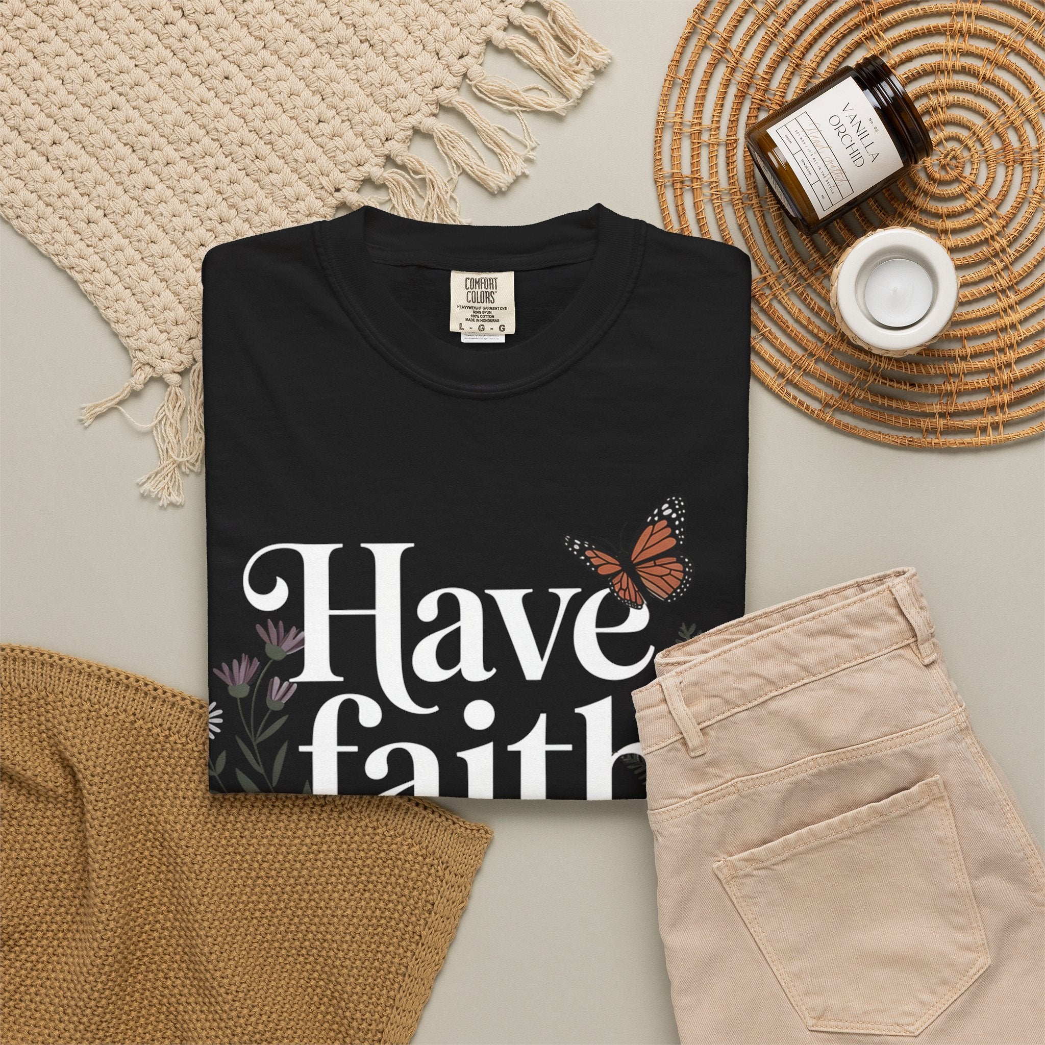 Have Faith in God T-Shirt — Christian Inspirational Tee with Butterflies