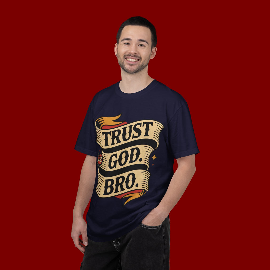 Trust God, Bro T-Shirt — Retro Ribbon Faith Tee