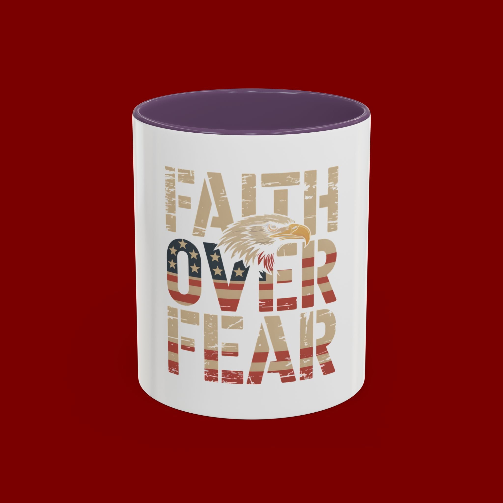 Faith Over Fear Mug — Patriotic Eagle Coffee Cup (11/15oz)