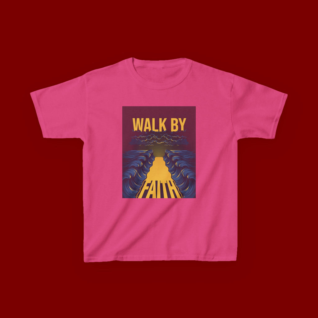 Kids T‑Shirt — "Walk By Faith" Inspirational Graphic Tee for Children