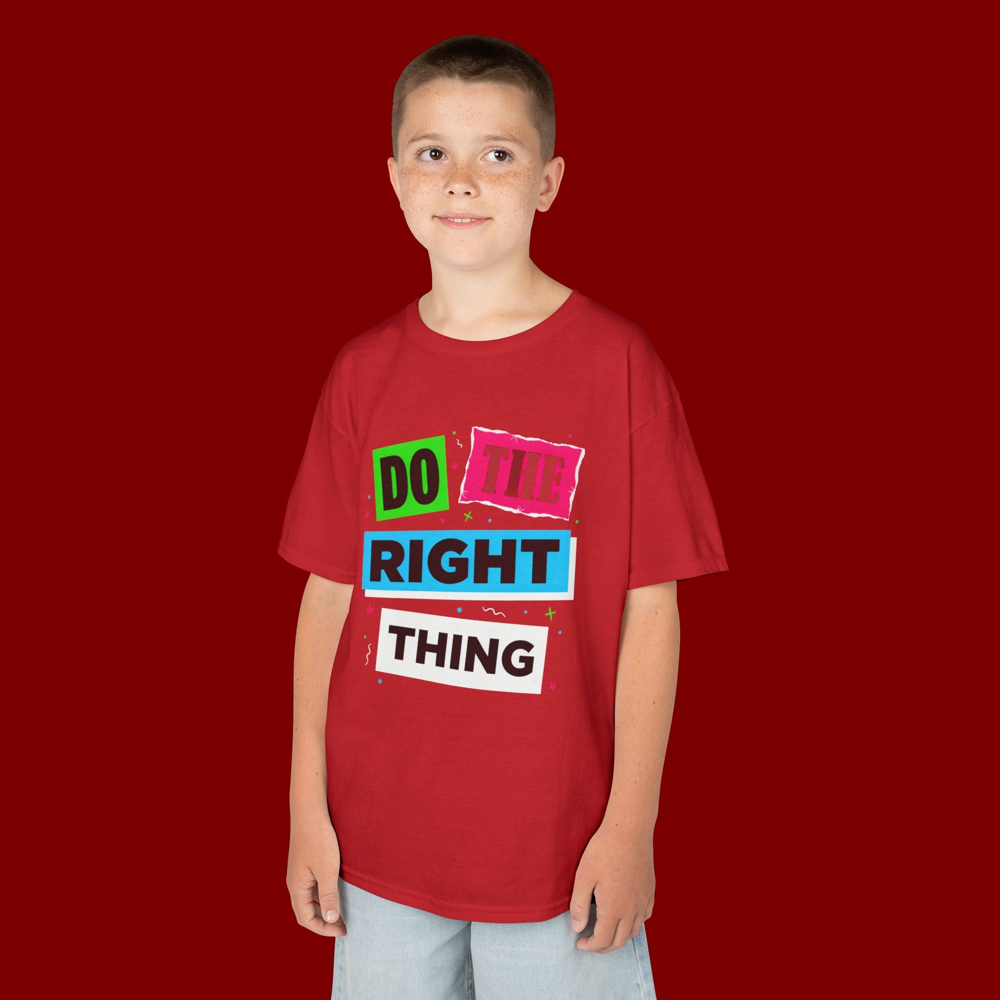Kids Tee - "Do The Right Thing" Bold Colorblock Graphic