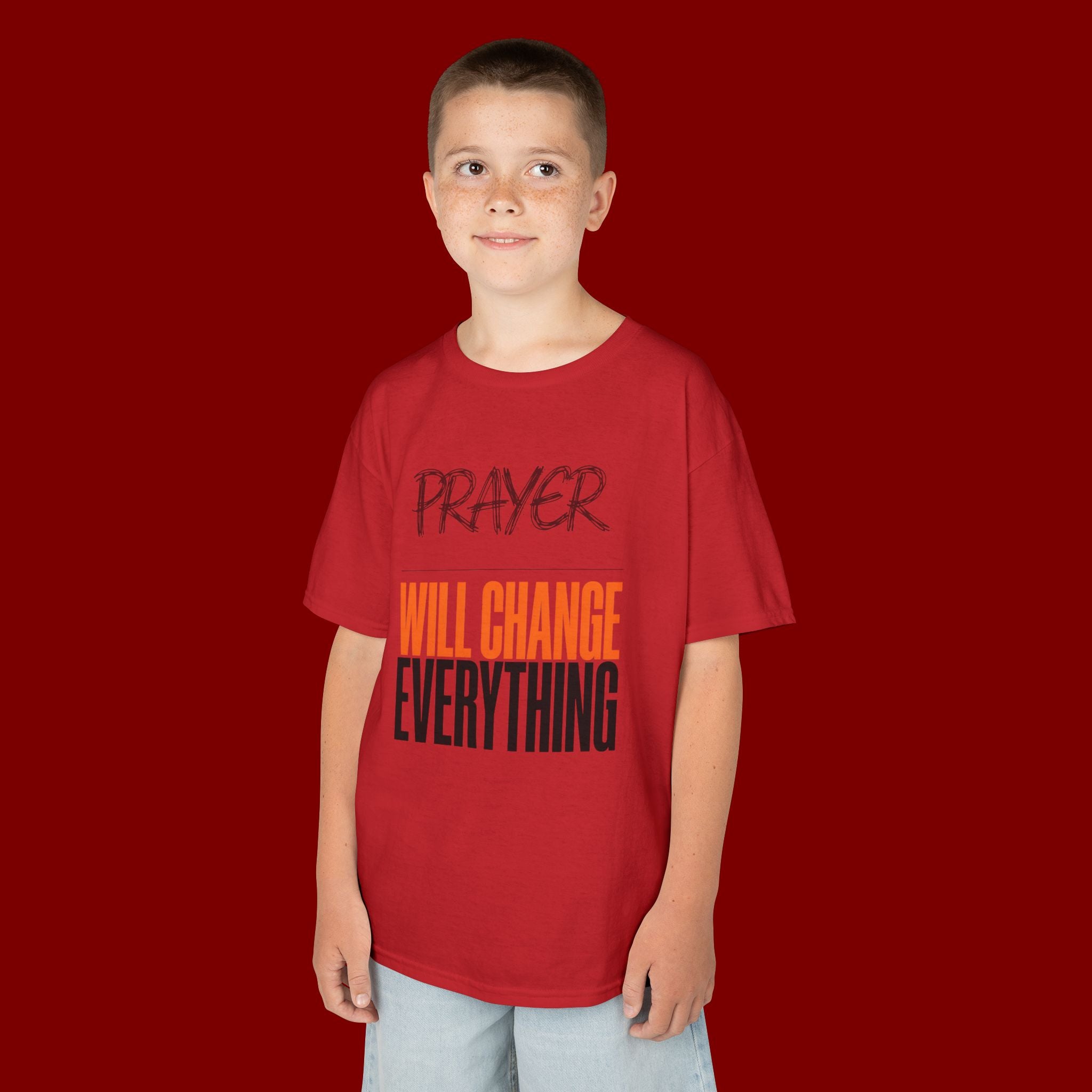 Kids T‑Shirt — "Prayer Will Change Everything" Inspirational Faith Tee