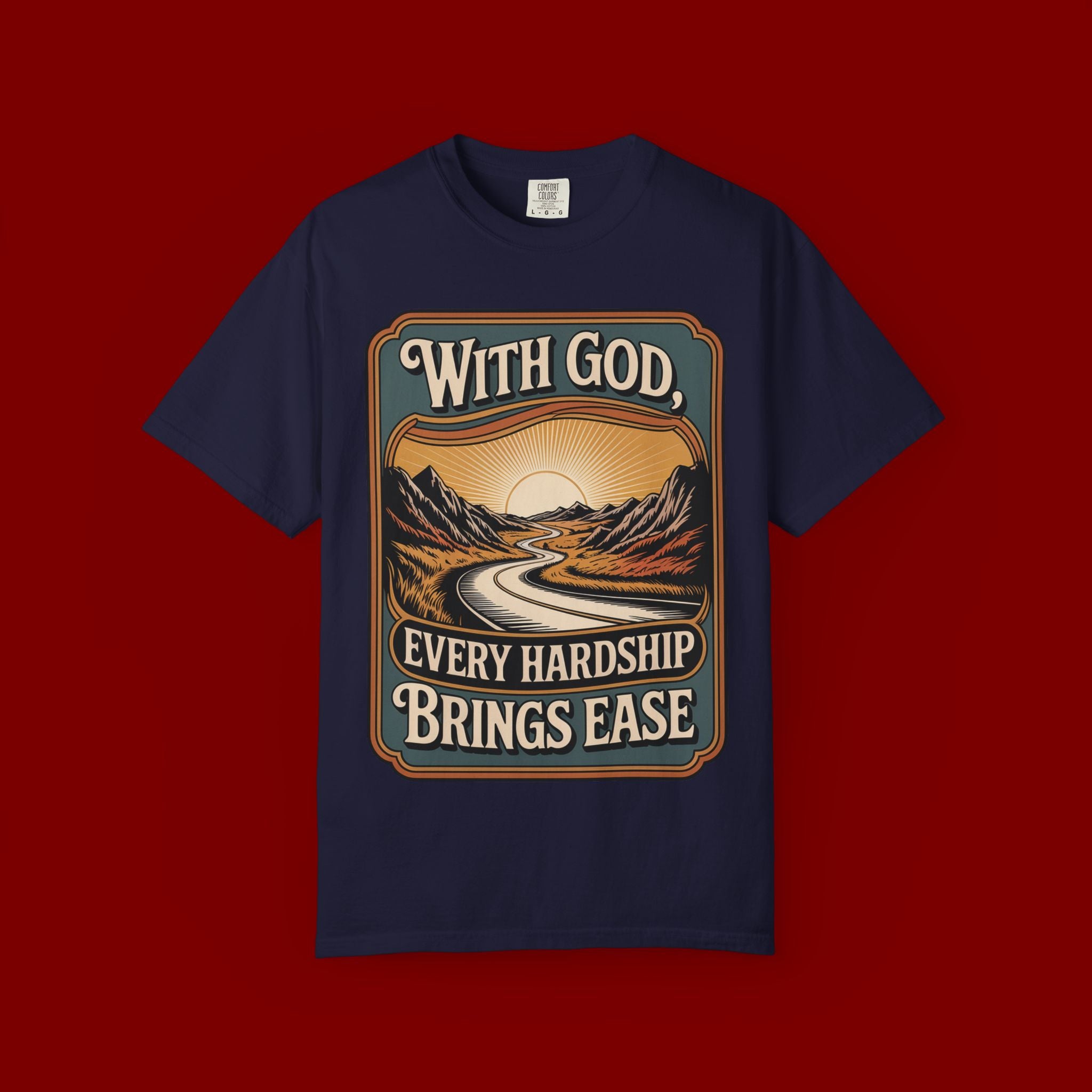 Inspirational Graphic T-Shirt — "With God, Every Hardship Brings Ease"