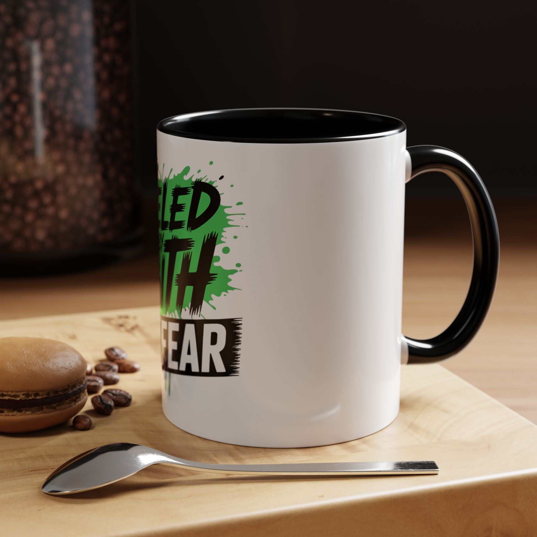Accent Coffee Mug — "Fueled by Faith Not Fear" Inspirational Ceramic Mug (11/15 oz)