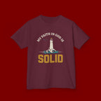 Kids T-Shirt — “My Faith in God is Solid” Lighthouse Christian Tee