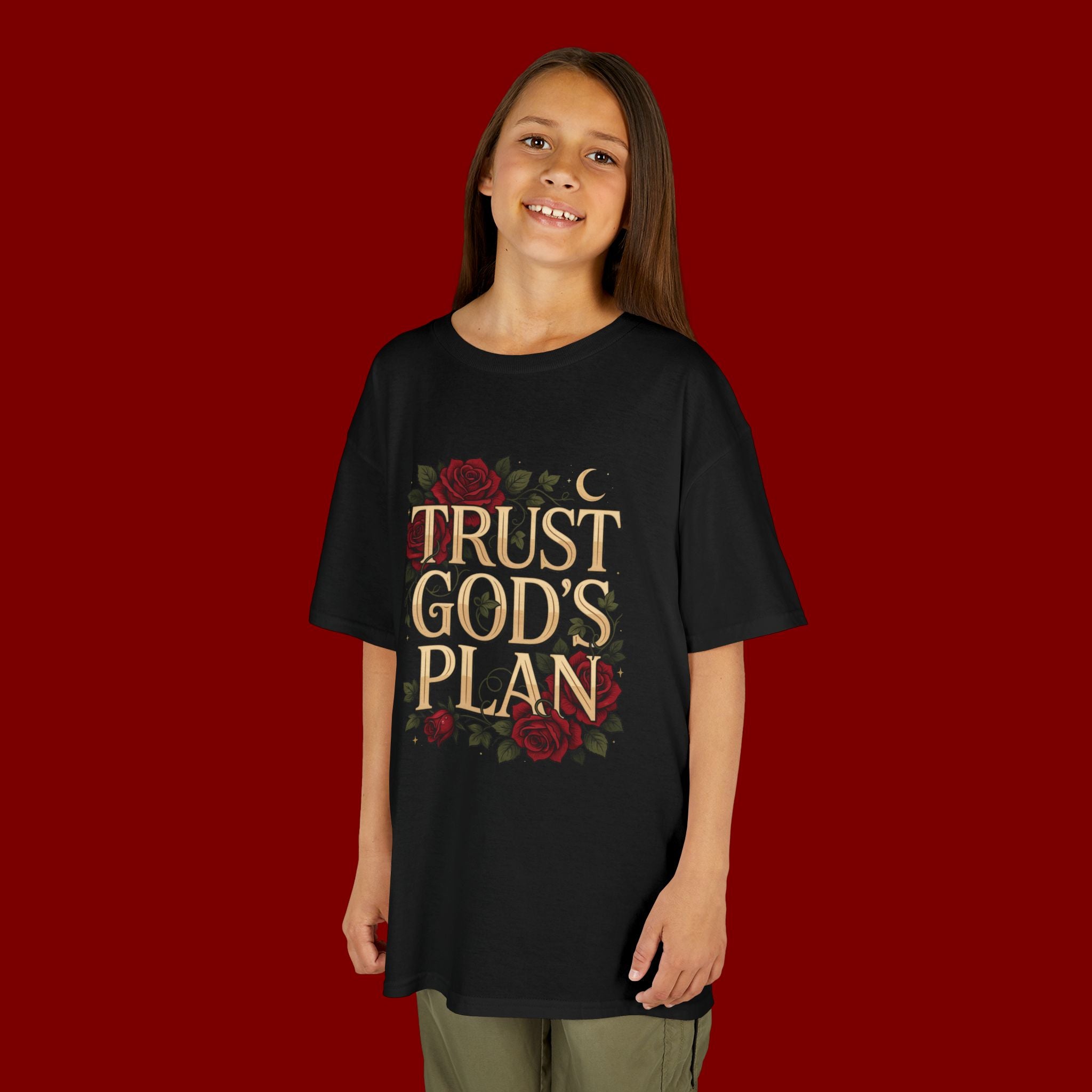 Kids Tee — "Trust God's Plan" Floral Faith T‑Shirt