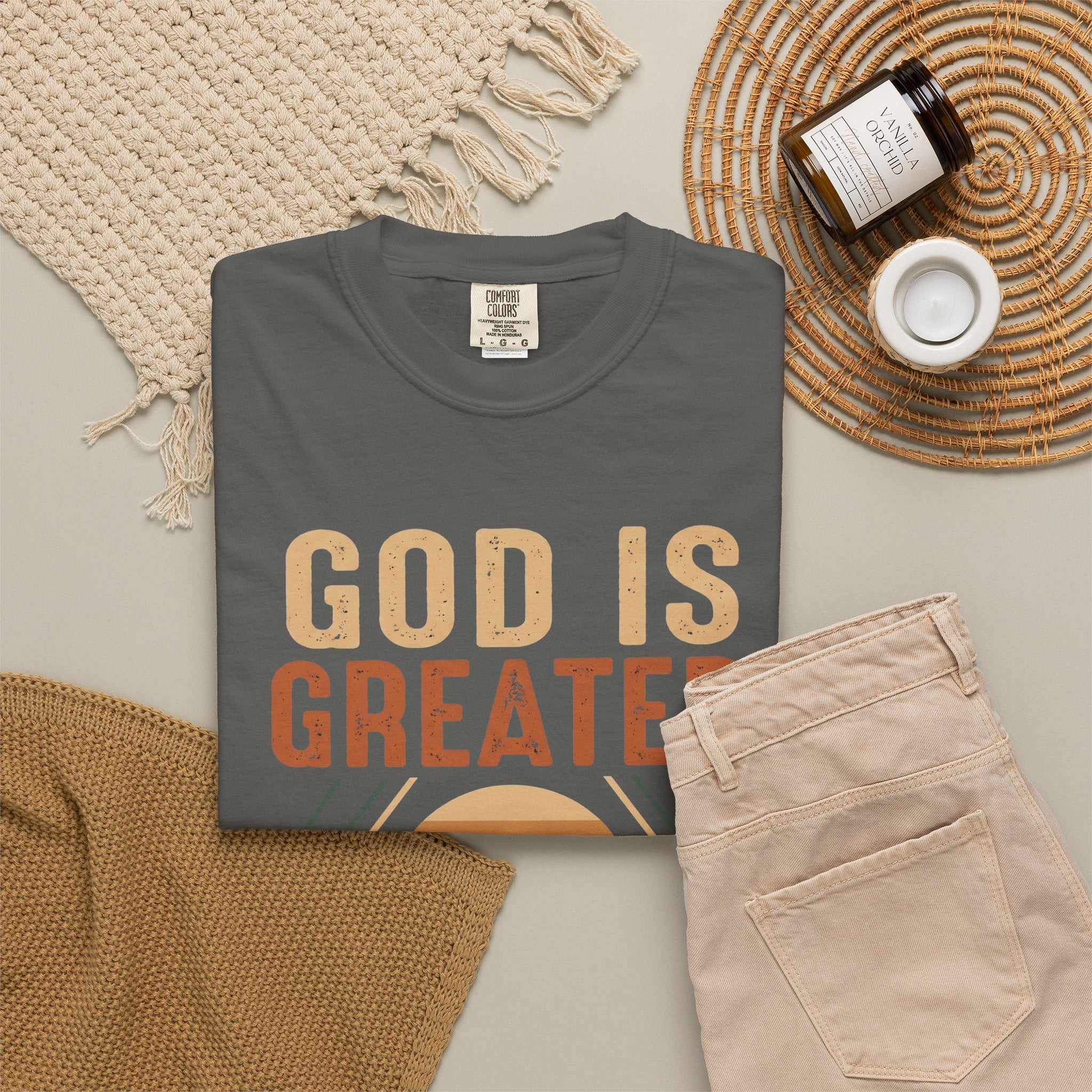 God Is Greater Mountain T-Shirt — Christian Faith Graphic Tee