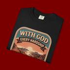 Scripture Comfort T-Shirt — "With God Every Hardship Brings Ease" Christian Faith Tee