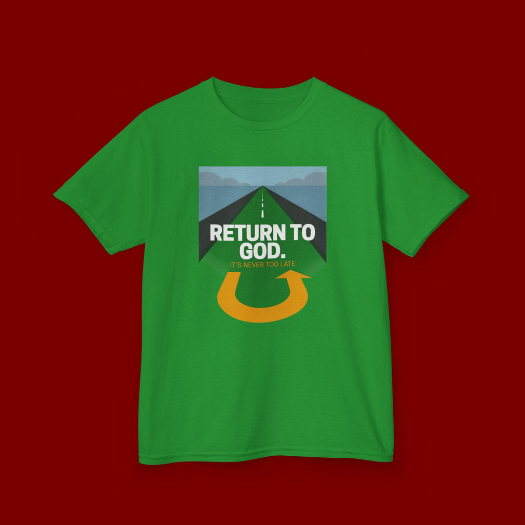 Kids Tee - "Return to God" Roadway Graphic Religious Youth Shirt