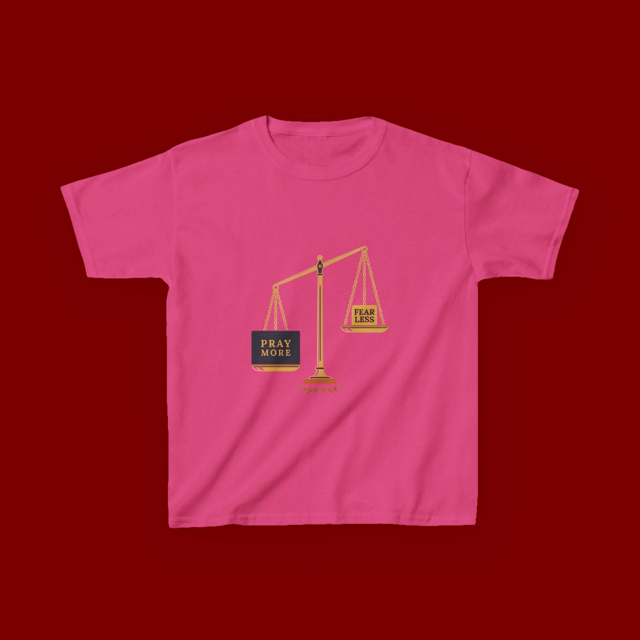 Kids Tee — Scales Design with 'Pray More' & 'Fear Less' Inspirational Graphic