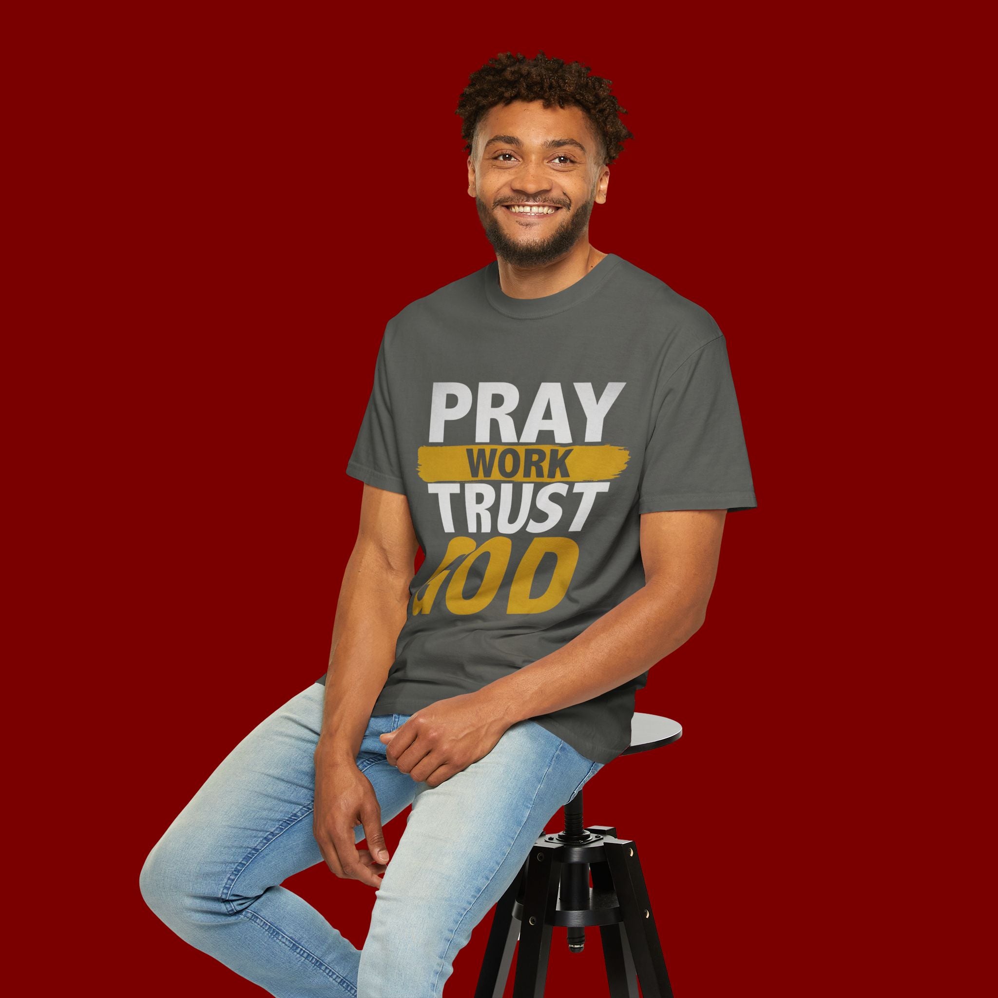 Pray Work Trust God T-Shirt — Inspirational Faith Tee for Christians