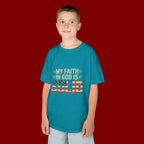Kids Tee — "My Faith in God is Solid" Patriotic Christian T-Shirt