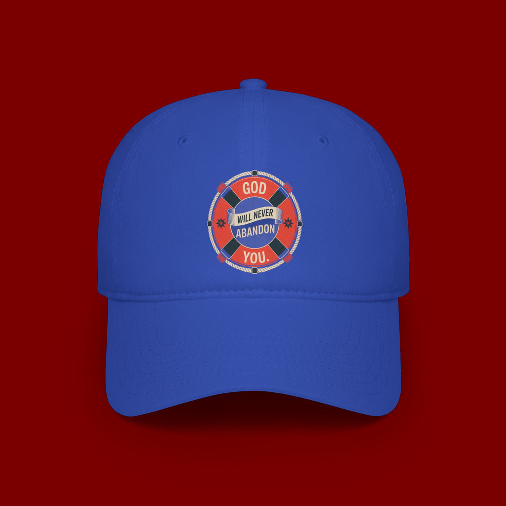 Baseball Cap - "God Will Never Abandon You" Lifesaver Graphic Christian Hat