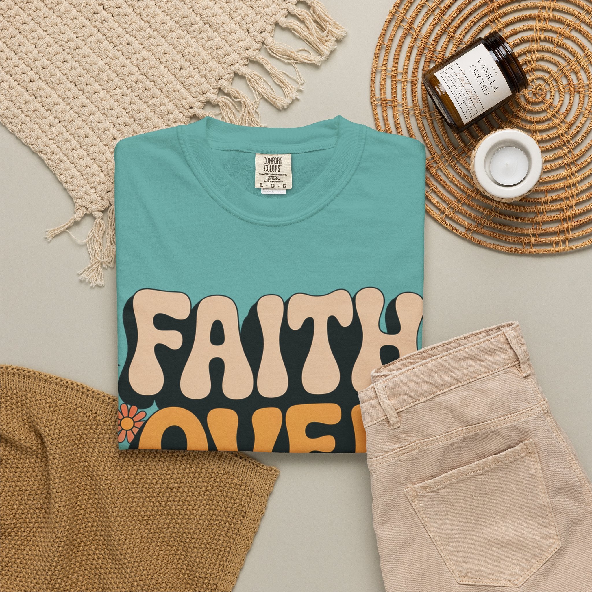 Faith Over Fear T‑Shirt — Retro Floral Inspirational Tee