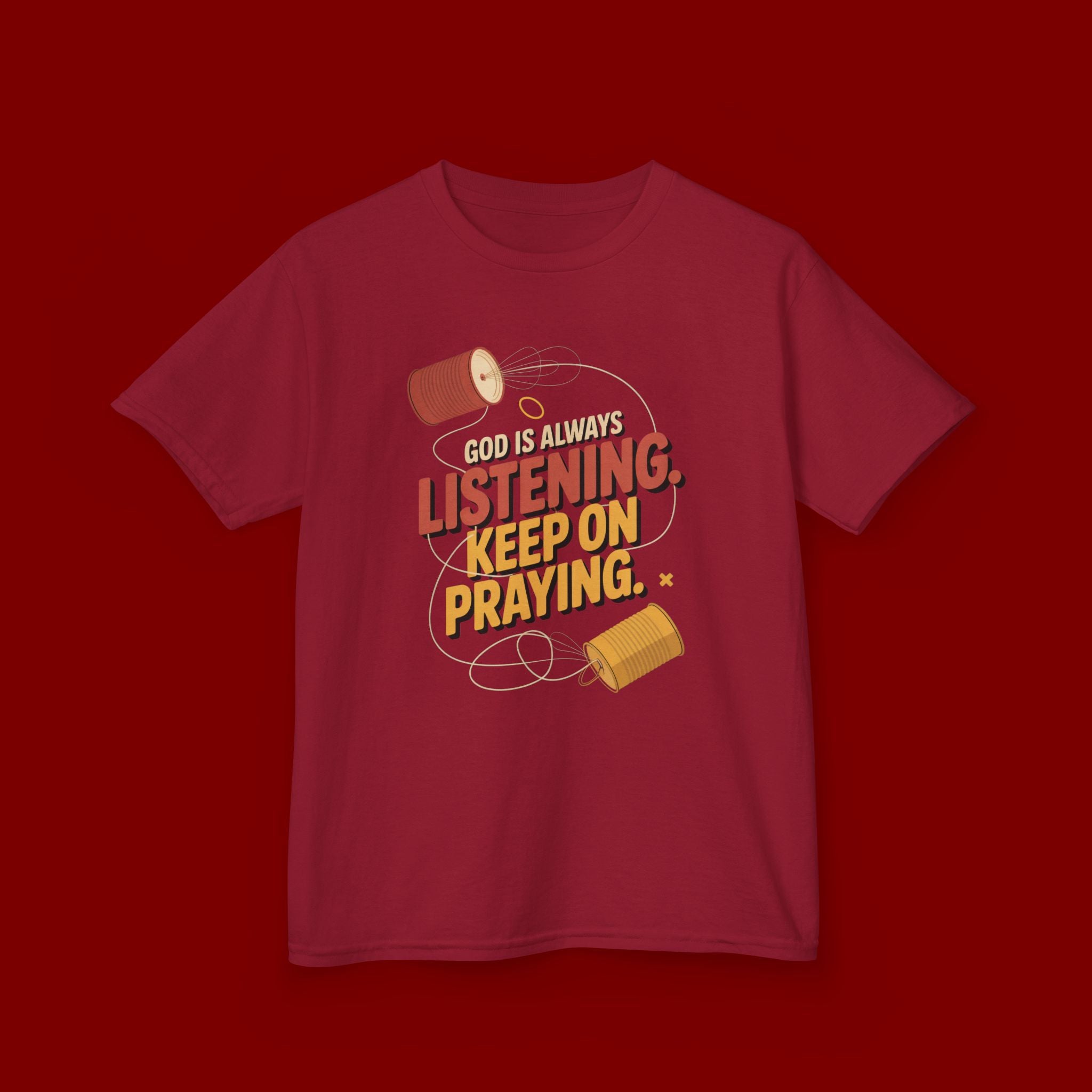 Kids Tee — "God Is Always Listening, Keep On Praying" Inspirational Religious Shirt