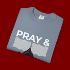 Pray & Never Give Up T-Shirt — Inspirational Christian Mountain Tee