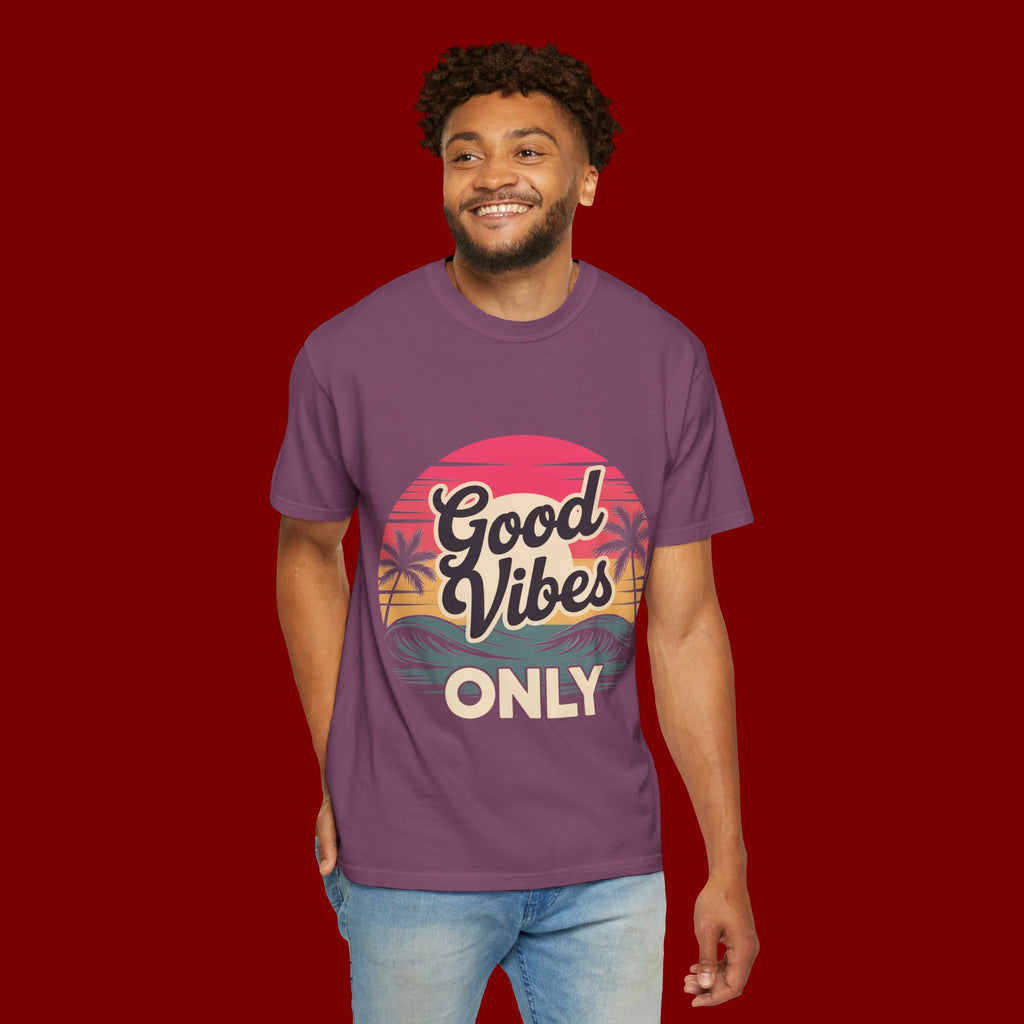 Good Vibes Only T-Shirt — Retro Sunset Palm Tee