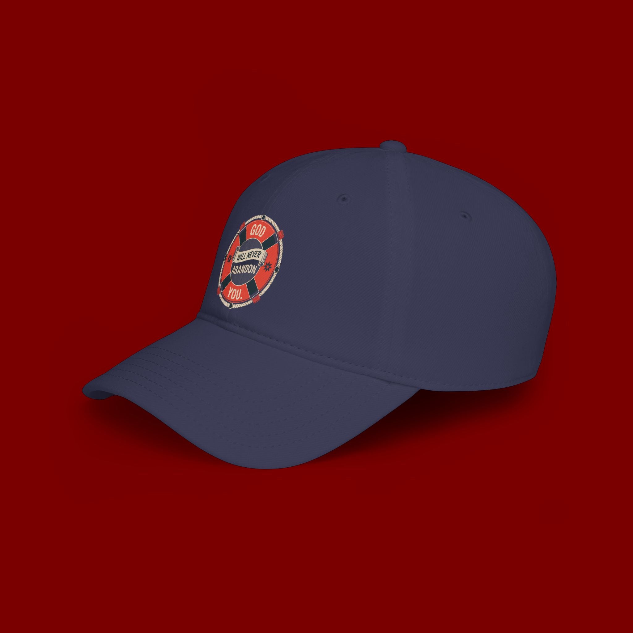 Baseball Cap - "God Will Never Abandon You" Lifesaver Graphic Christian Hat