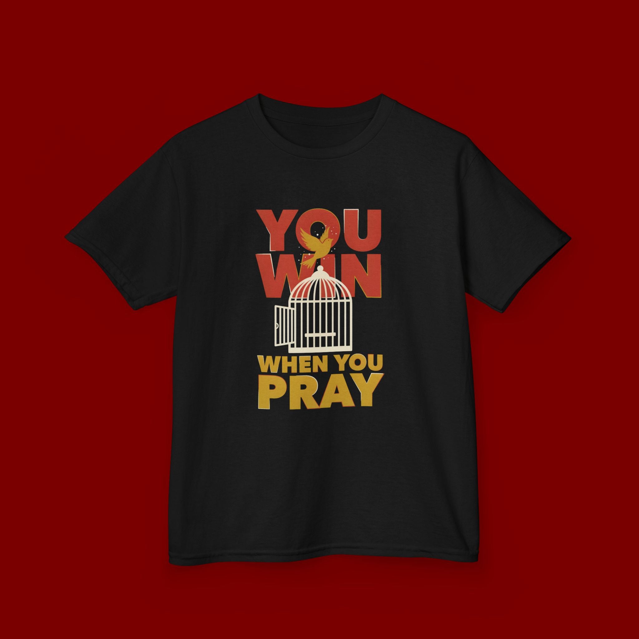 Kids Tee — "You Win When You Pray" Inspirational Christian Shirt