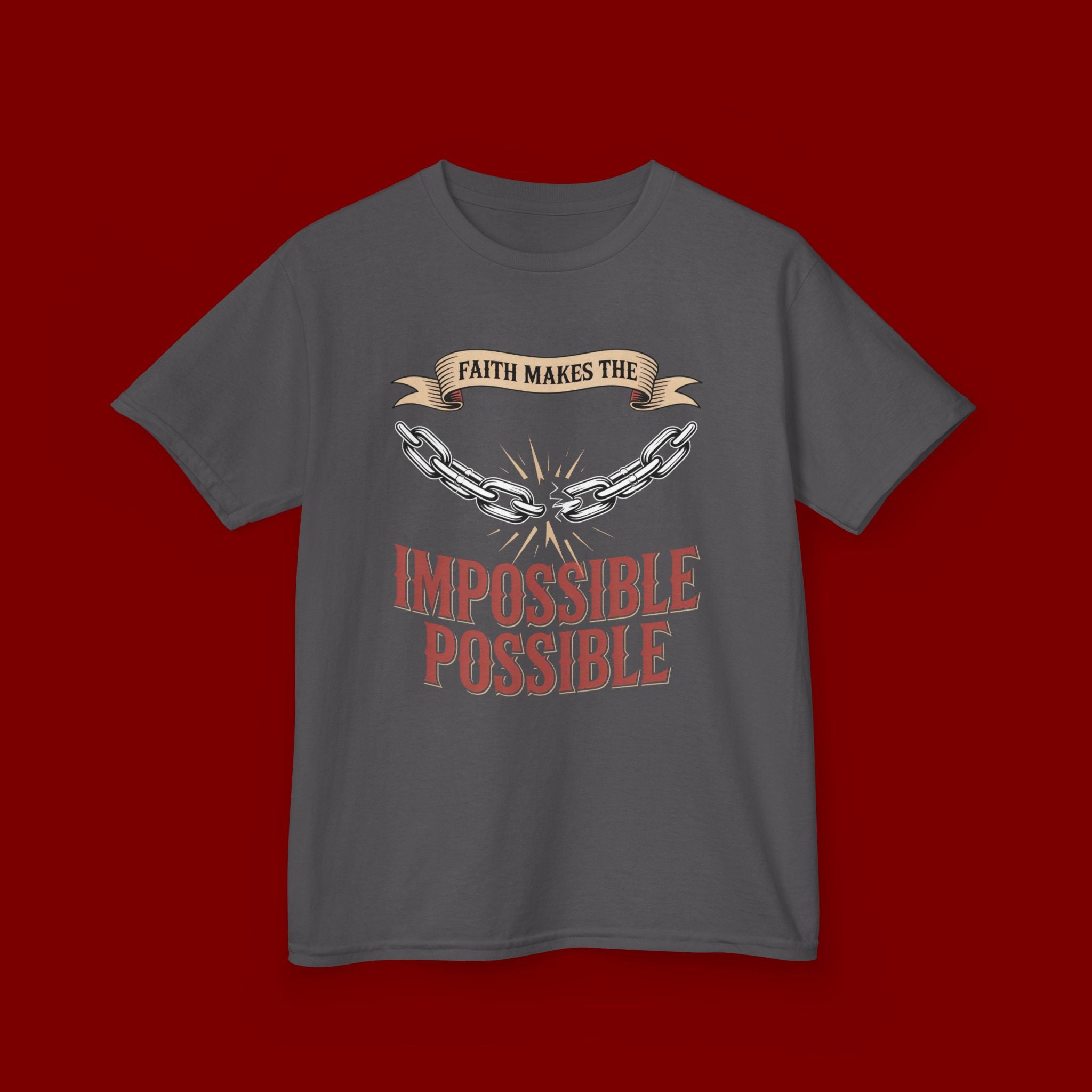 Kids Tee — "Faith Makes the Impossible Possible" Inspirational Graphic
