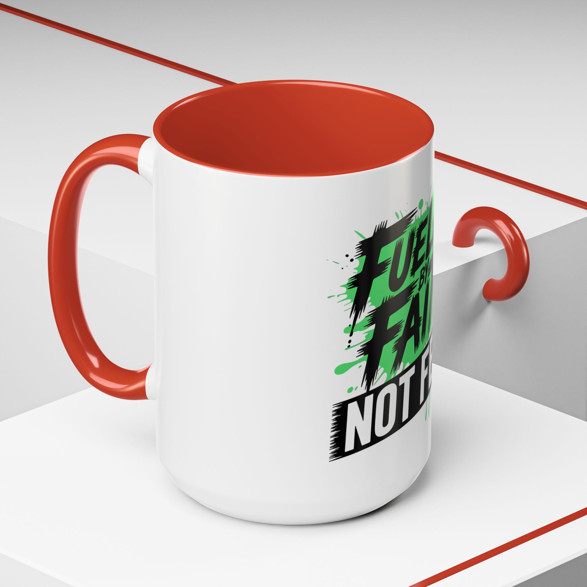 Accent Coffee Mug — "Fueled by Faith Not Fear" Inspirational Ceramic Mug (11/15 oz)